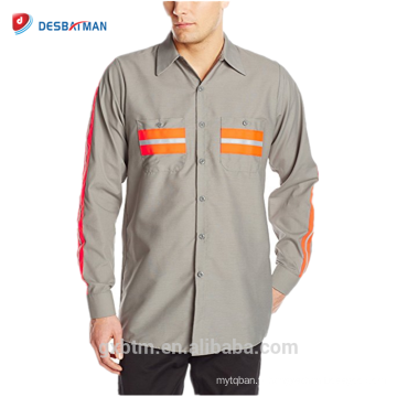 Hi Vis Polyester Coton Manches Longues Chemise de Travail Haute Visibilité Sécurité Réfléchissant Uniforme Chemise En Gros